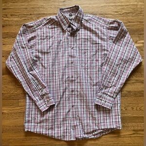 Ariat Pro Series Long Sleeve Plaid Button Shirt Western Pink Purple M